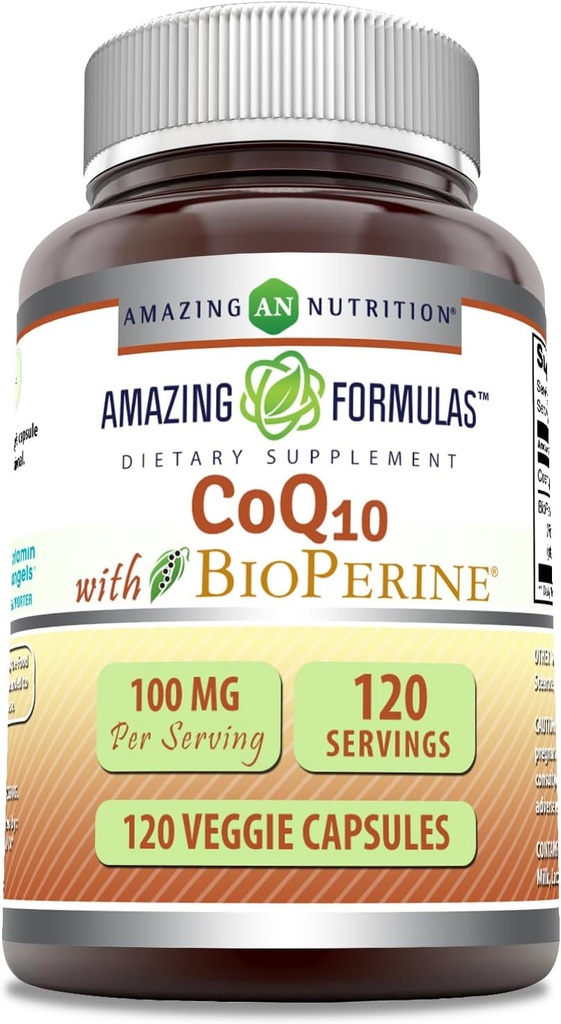 Fórmulas surpreendentes CoQ10 com BioPerine 100 Mg □ Cápsulas vegetarianas Suplemento □ Não-GMO □ Gluten-Free