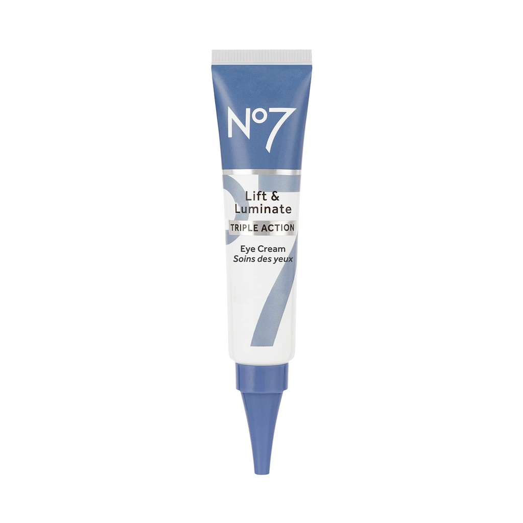 No7 Lift & Luminate Triple Action Under Eye Cream - Círculos escuros sob tratamento ocular com Vitamina C & Tecnologia de Peptídio de Colágeno - Ajuda a reduzir a pureza, sacos e a aparência de rugas (0,5 Oz)