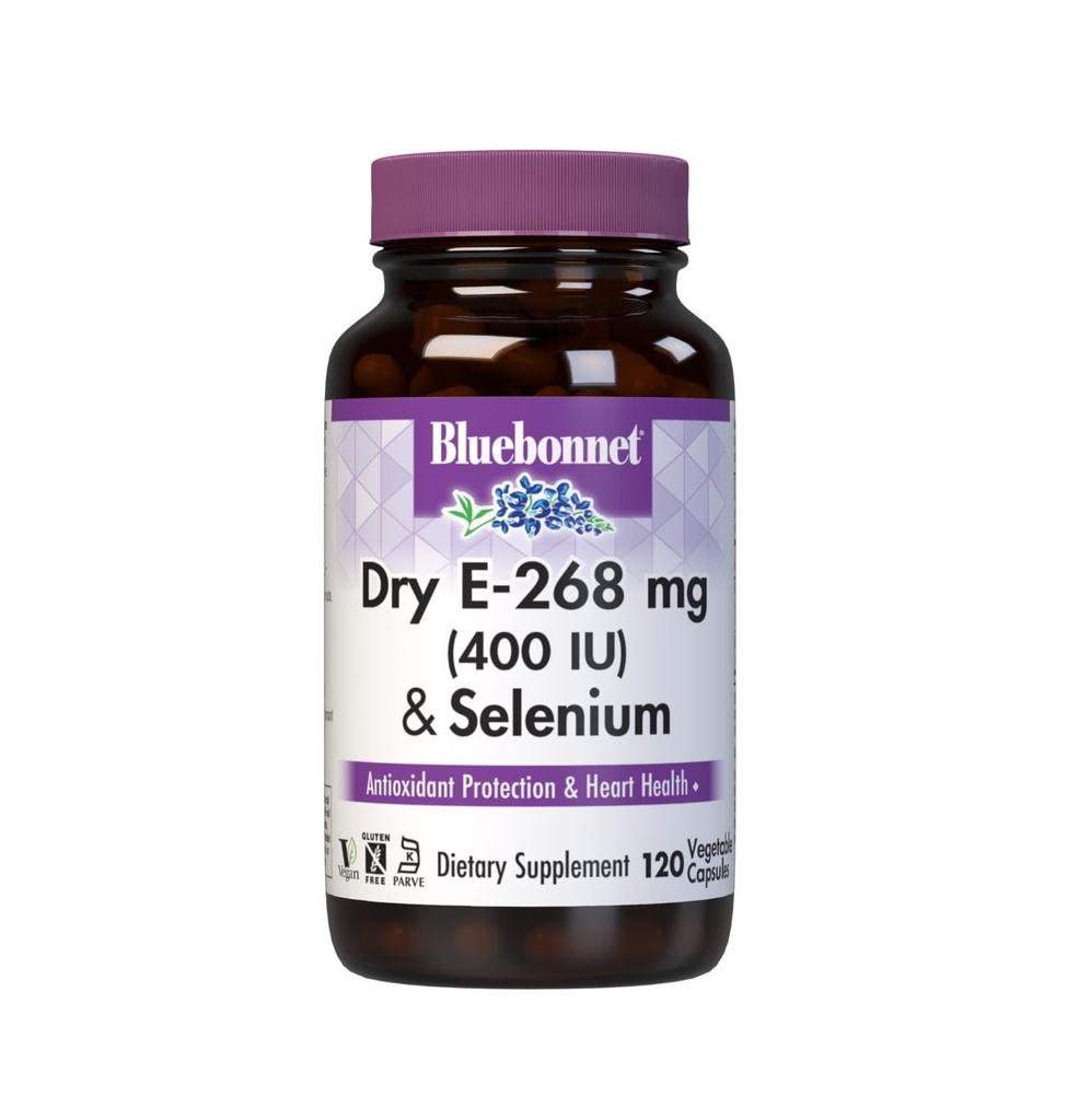 Cápsulas vegetarianas de BlueBonnet Dry E-400 UI Plus Selenium, 120 Count, White
