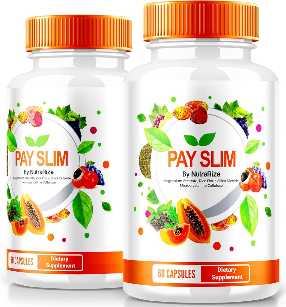NutraRize (2 Pack) Pay Slim Cápsulas, PaySlim All-Natural Supplement for Healthy Weight Loss, Premium Formula to Achieve Body and Fitness Goals, Official Reviews (120 Cápsulas)