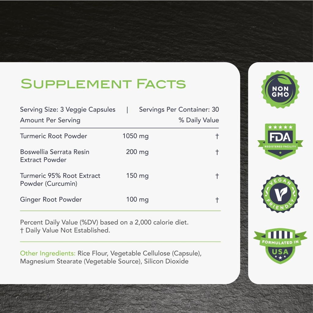 KaraMD Comfort Guard X24 □ Joint & Movement Support Supplement □ Curcumina Turmérica, Boswellia & Ginger □ Desconforto muscular fácil & Rigidez Conjunta □ Não-GMO, Gluten Free & Vegan Friendly (4 Pack)