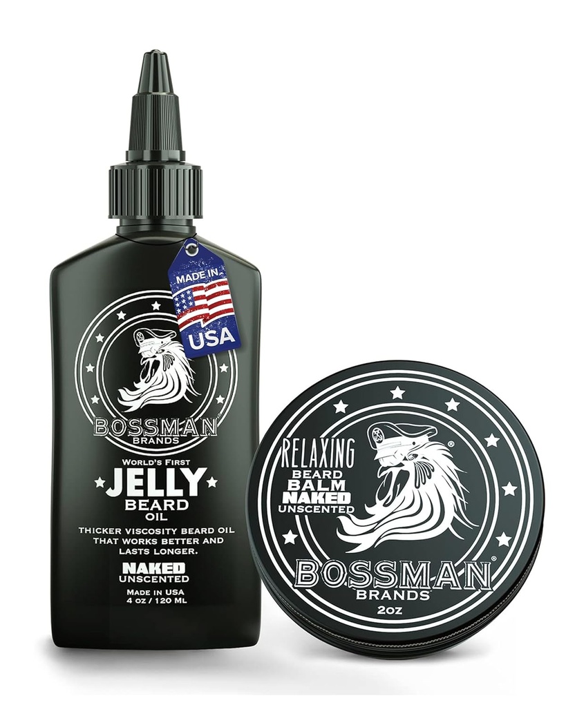 Bossman Beard óleo geléia e relaxante barba Balm Combo- perfume nu