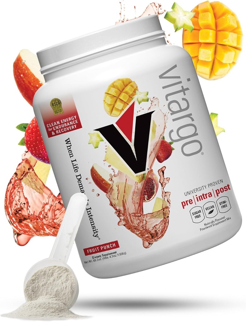 Pó de carboidrato de Vitargo, 2X mais rápido Digesting, 4,4 LB Fruit Punch, Sem Bloat, Sem Acidente, Pré, Intra & Post, Pó de Carbo complexo livre de açúcar para recuperação, Endurance & ganho muscular, Made in USA