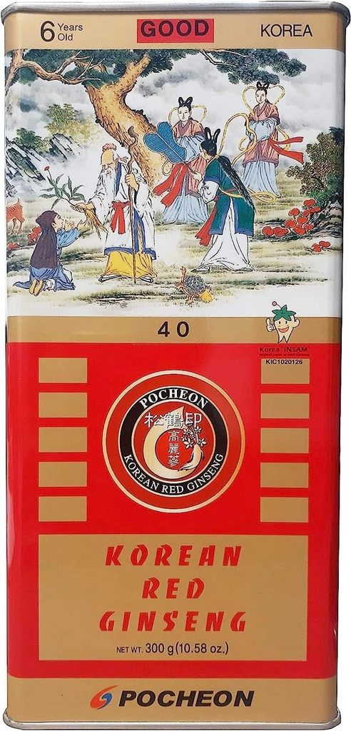 Pocheon 300g coreano enlatado enlatado Panax vermelho Ginseng 24 raízes 6 anos Bom grau 300-40