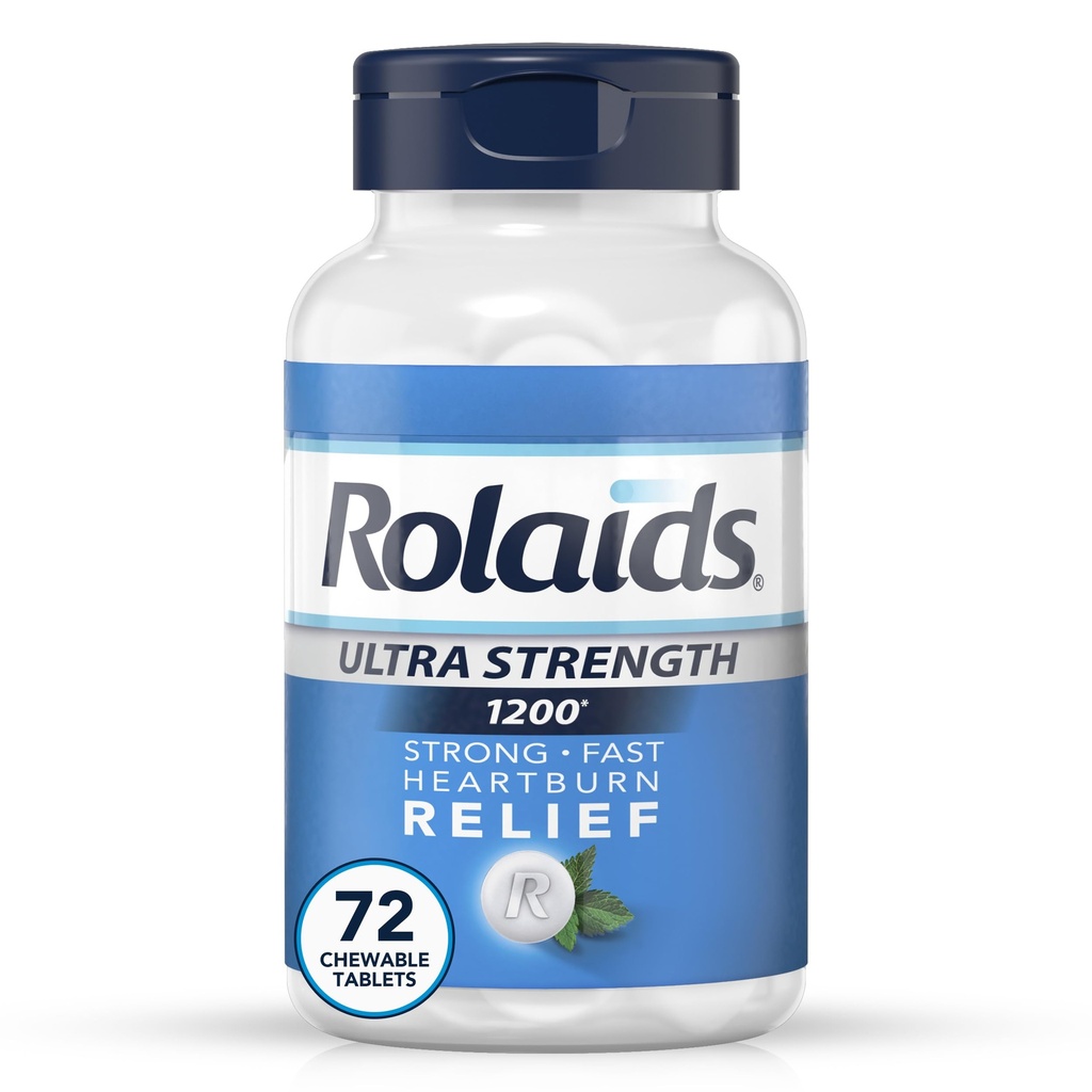 Rolads comprimidos de antiácido de força ultra mastigáveis, hortelã, 72-Count
