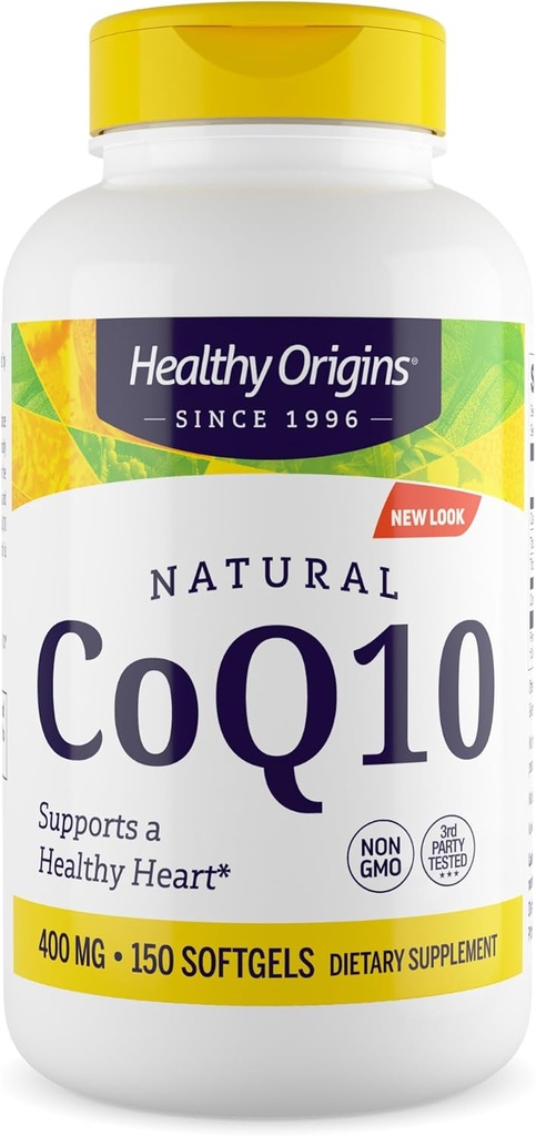 Origem saudável® CoQ10 400 mg – Natural Trans-Isômero Ubiquinona – Fermentado Levedura, Suporta Saúde do Coração e Energia Celular – Não-GMO 150 Softgels