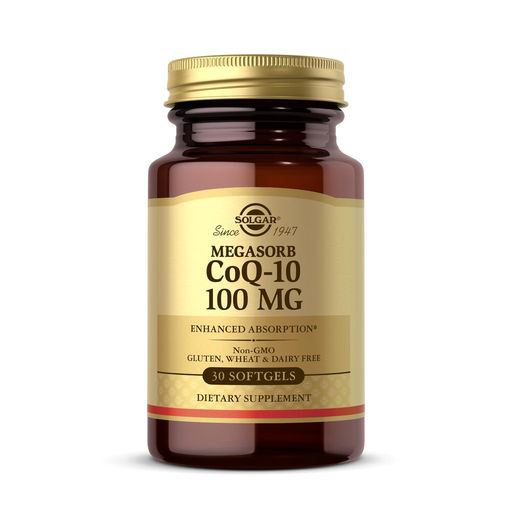 Solgar Megasorb CoQ-10 100 mg - 30 Softgels - Absorção melhorada - Não-GMO, sem glúten, sem leite - 30 Servings