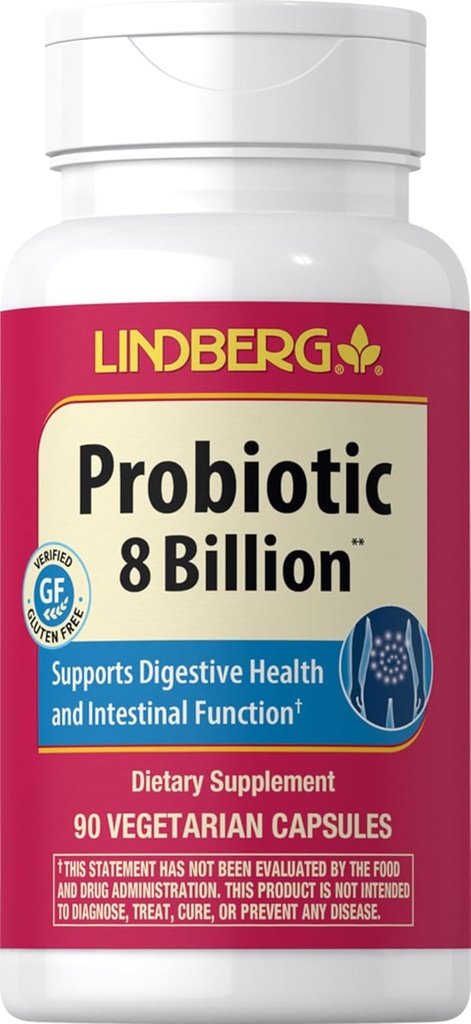 Piping Rock Probiótico para homens e mulheres , 90 cápsulas , suporte digestivo e intestinal , sem Glúten e Suplemento vegetariano , por Lindberg