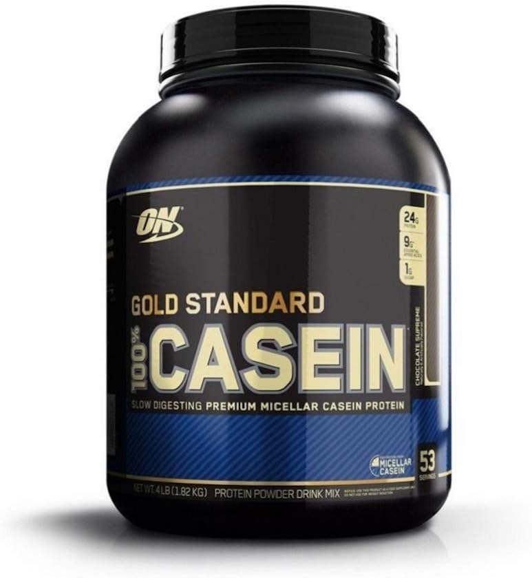 Nutrição ideal padrão de ouro 100% Micellar Casein Protein Powder, Digesting lento, ajuda a mantê-lo cheio, Overnight recuperação muscular, Chocolate Supremo, 4 libras (Pacote de Vary maio)