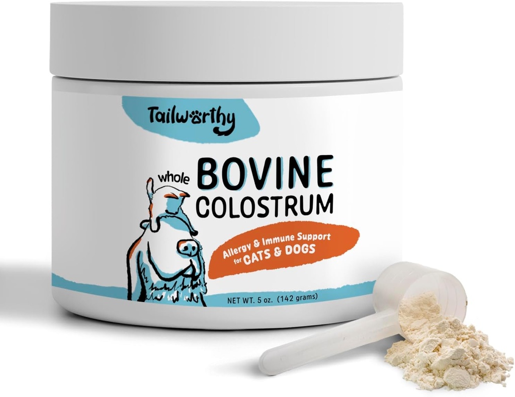 100% Bovine Colostrum para Cães e Gatos, Alergia e Imune Support, 60 Servings, Non-GMO, Gluten Free for More Energy, Wellness, and Healthier Digestion