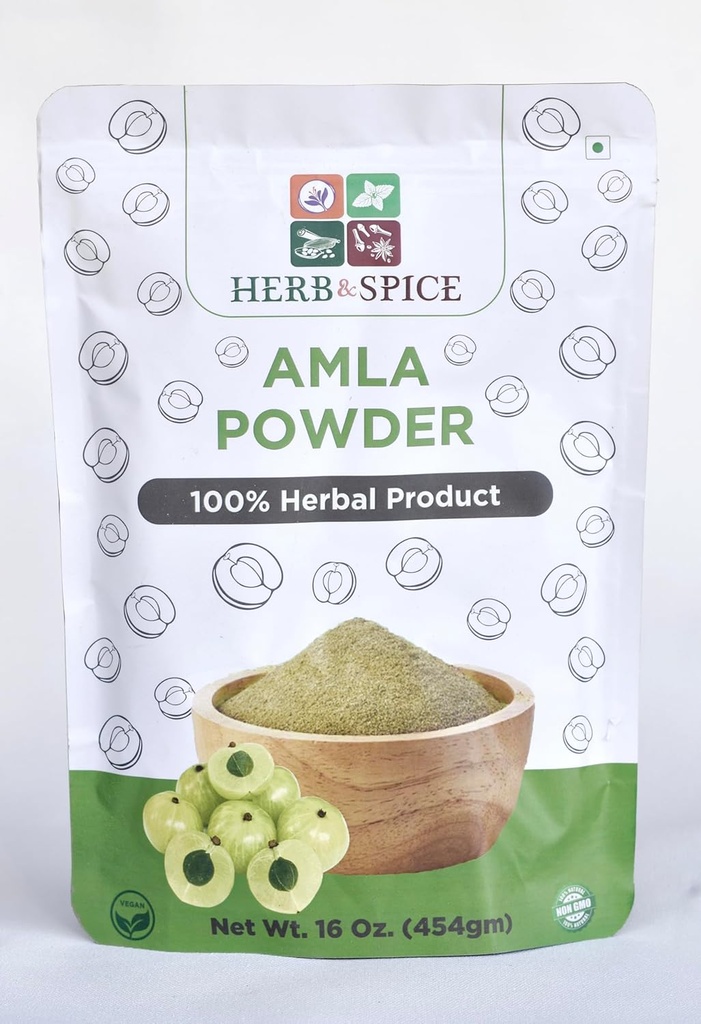Amla em pó orgânico, laboratório testado, para metais pesados, Vegan & Glúten livre, pó de bago indiano, vitamina C para o sistema imunológico, 100% Ayurvedic Superfood, antioxidantes, não-GMO 1 lb (454 Gram)