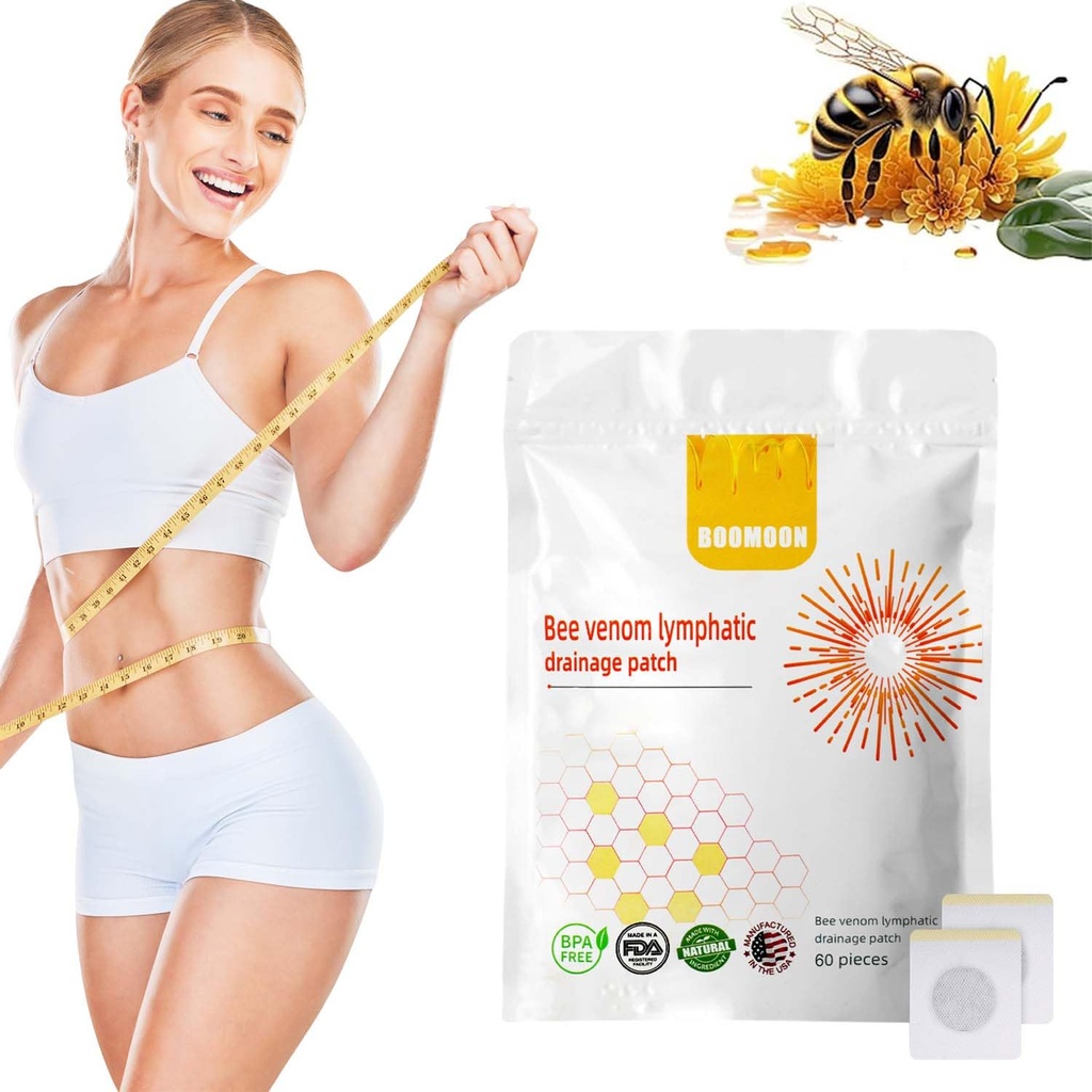 KLIFE 60PCS Bee Venom Navel Patches, Bee Venom Linphatic Drainage Navel Patches, Bee Venom Navel Patches para Mulheres e Homens (60pcs/1 Bags)