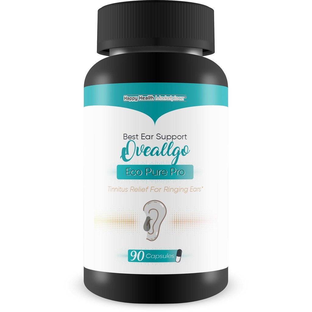 Tinnitus Supplement - Nosso melhor anel de ouvido de alívio de zumbido - Suplementos de zumbido de saúde do ouvido - Pills claros de zumbido - Ajuda a parar de tocar no toque de orelhas no alívio de orelhas Oveallgo Eco Pure Pro