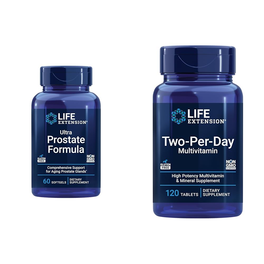 Extensão de vida Fórmula ultra-prostate, serra Palmetto para homens, pigeu, picadas Nettle Root, licopeno e dois-por-dia de alta potência multi-vitamina & suplemento mineral - vitaminas, minerais