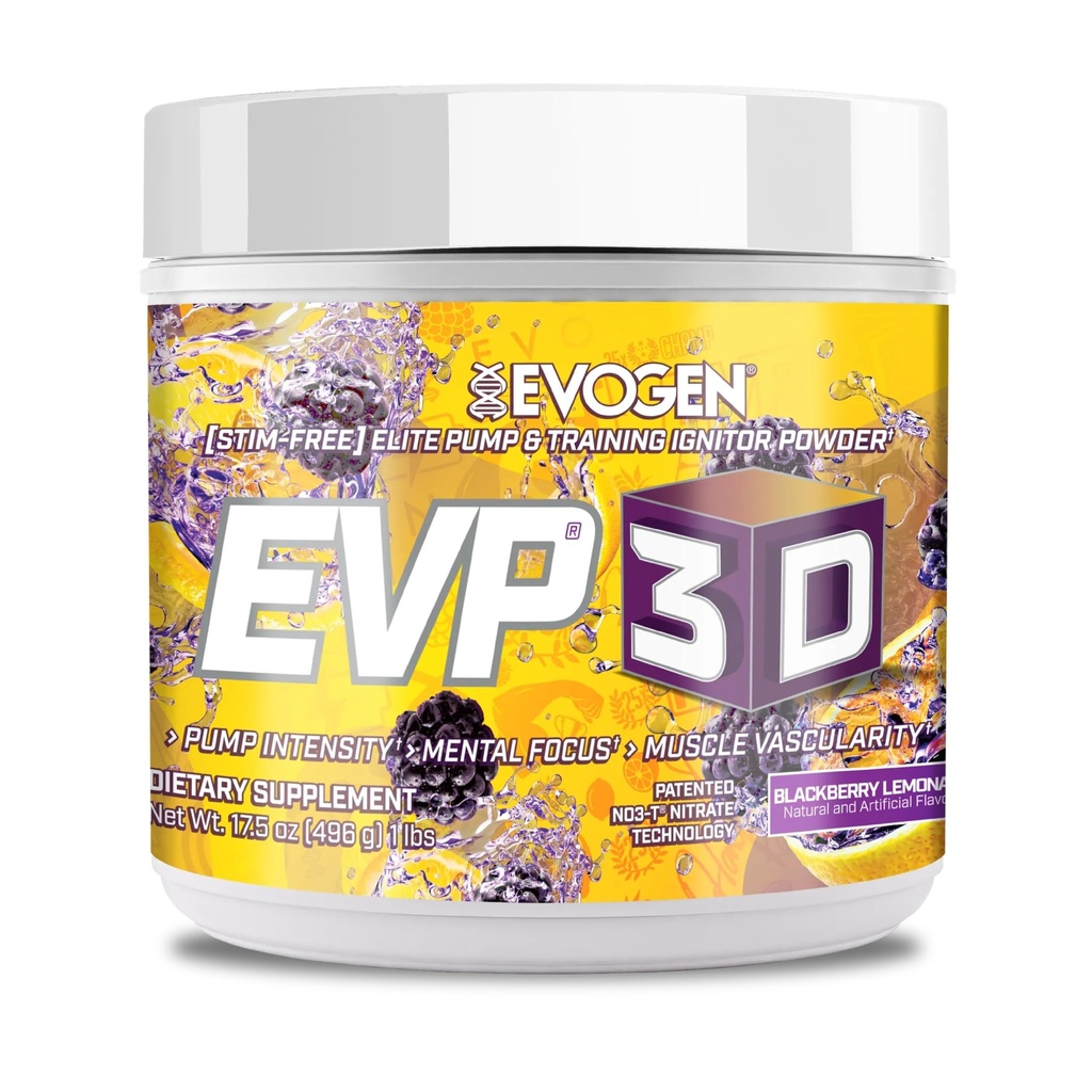 Evogen EVP-3D □ Ignitor de bomba pré-treino extremo, Nitrato de arginina, Citrulina, Beta-Alanina, Mane de Leões □ Limonada BlackBerry