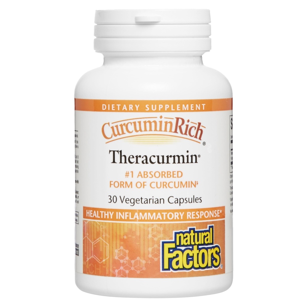 Fatores Naturais, CurcuminRich Theracurmin, 30 mg, Formulado para Absorção Superior, Contagem de 30 (Pacote de 1)
