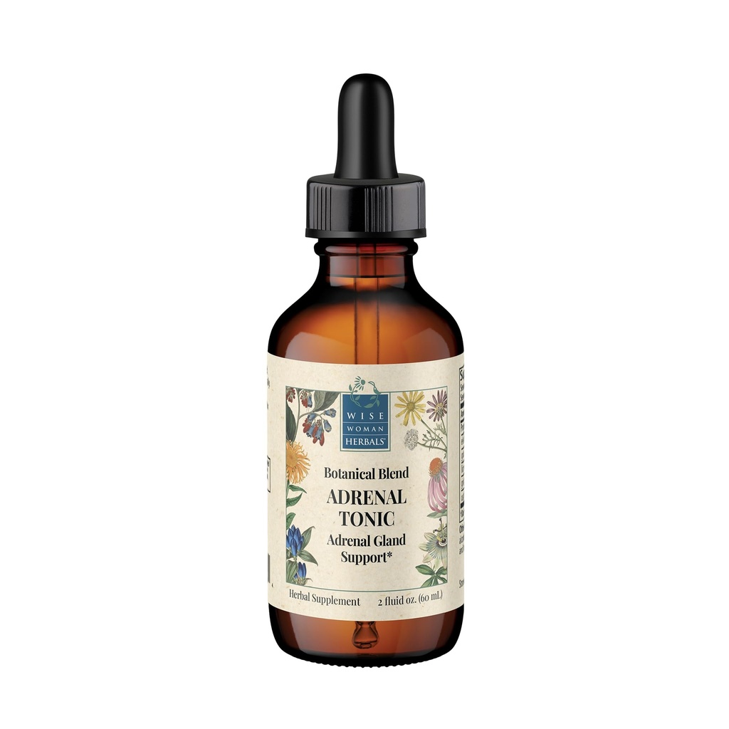 Wise Woman Herbals Adrenal Tônico Extrato Líquido, Mistura de Adaptogênio de Ervas com Eleuthero, Ashwagandha & Alcaçuz, Suporta Função Adrenal Saudável, Energia, Estamina, Stress & Focus, Não-GMO, 2 Fl Oz
