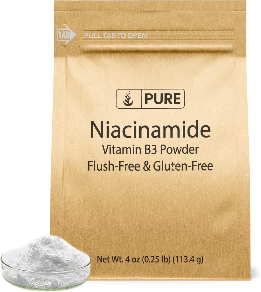 Ingredientes originais puros Niacinamida 4 oz Flush-free, Gluten-free