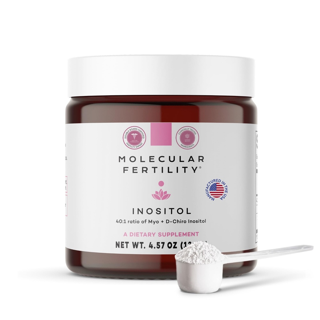 Myo-Inositol & D-Chiro Inositol Pó - Suplemento de fertilidade para mulheres e homens - 40:1 Razão, Equilíbrio Hormônio, Apoio Reprodutivo, Metabolismo da Glicose - Sem sabor - Fonte de 30 dias