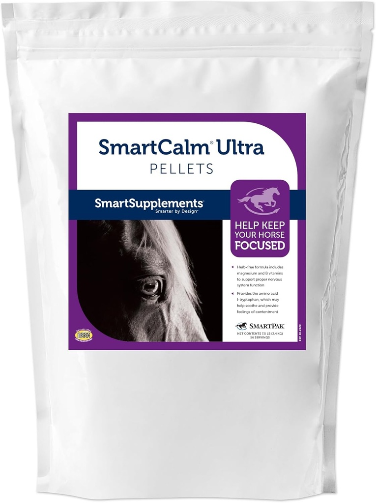 SmartCalm Ultra Pellets (SmartCalm Ultra Pellets) Calming Horse Supplements (SmartCalm Ultra Pellets) com sem ervas adicionadas ou açúcar (Suplemento de Equino) Ajuda a Minimizar a Habilidade Excessiva (56 Servings)