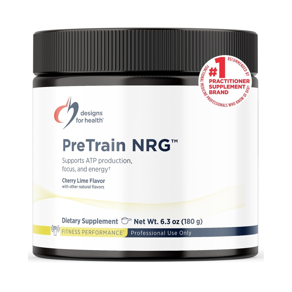 Designs para a saúde pré-treinamento NRG Drink Mix - Pré-treino em pó com creatina + café verde - Suporta foco, potência + energia mental em atletas - None-GMO, limão de cereja sabor (20 Servings / 180g)