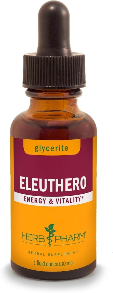 Herb Pharm Eleuthero Glicerita Líquida Raiz para Energia e Estamina, Glicerita Livre de Álcool, 1 Fl Oz