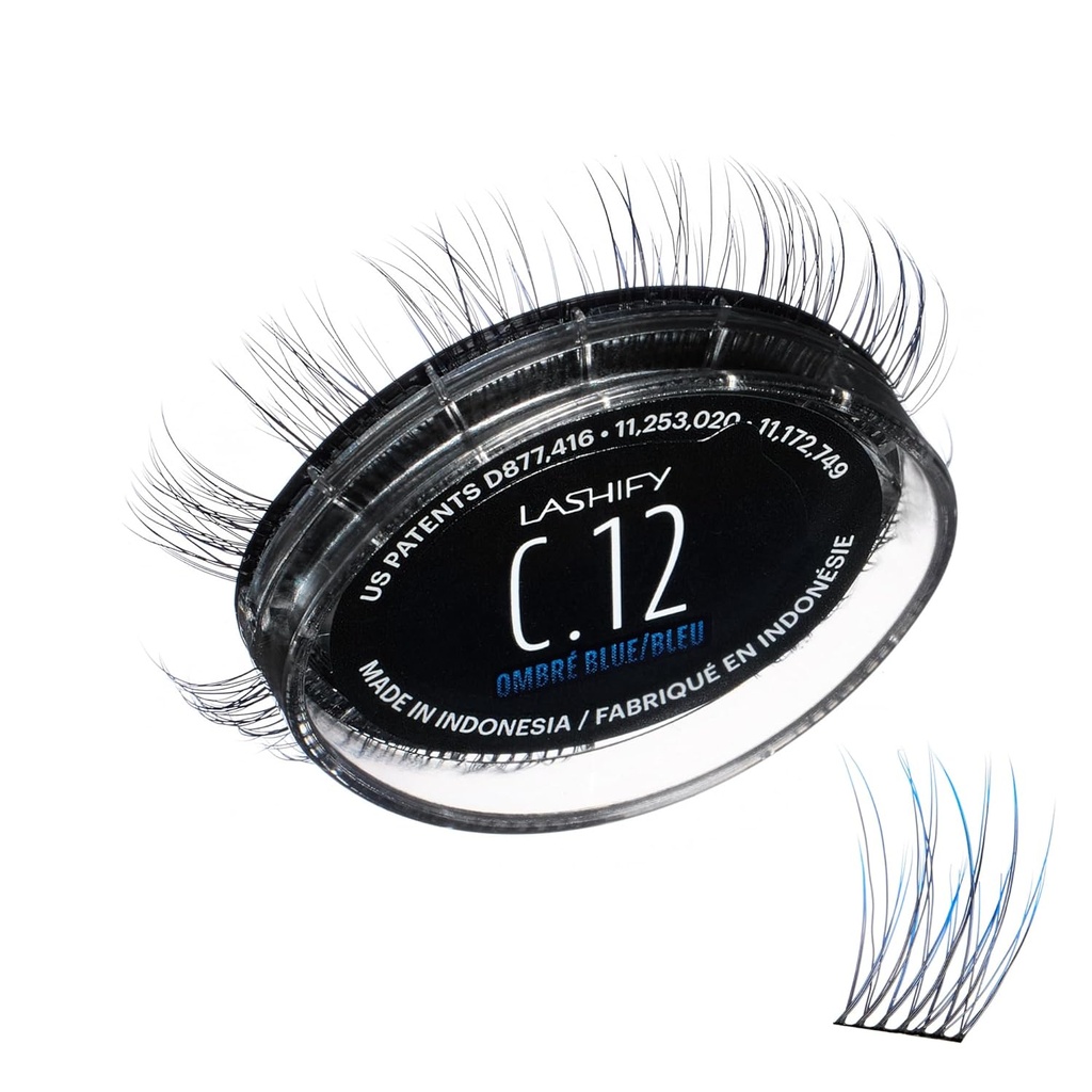 Lashify Curl 12mm Gossamer Extensões de pestanas Refil em Ombre Blue, fácil DIY pestanas falsas para um olhar natural
