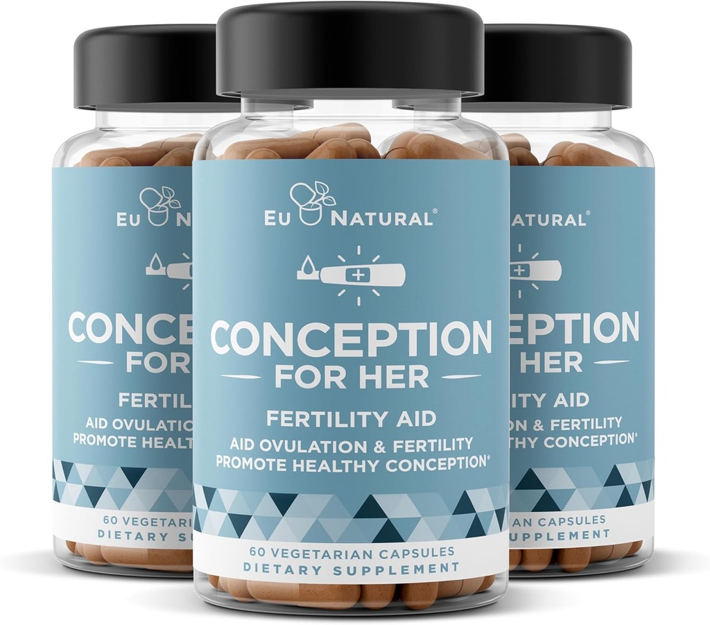 Concepção Suplementos de fertilidade para mulheres Pacote 3-Pack – Ovulação Aids, equilíbrio hormonal, e ciclos regulares – Suporte Vitamina pré-natal com Myo-Inositol, Folato, Ácido Fólico, Vitex – 180 Cápsulas
