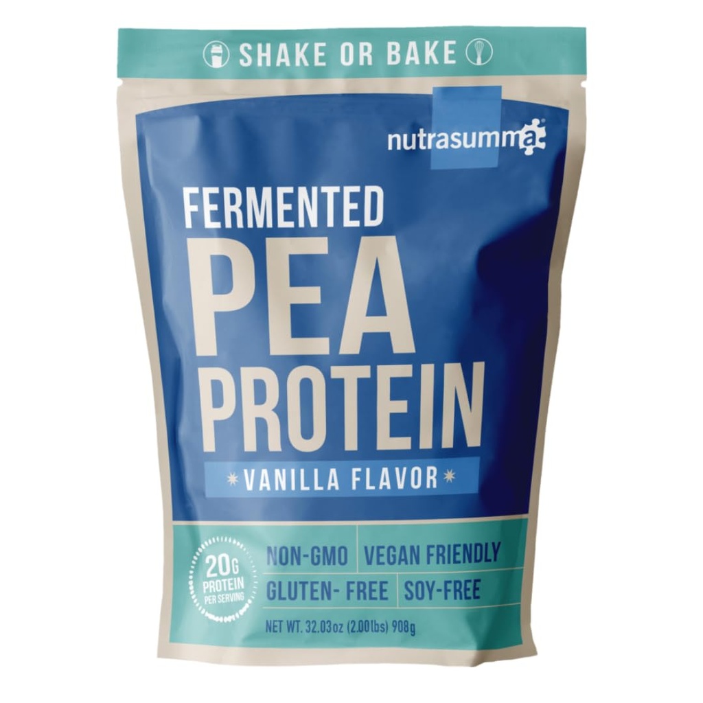 Nutrasumma ervilha proteína em pó, Vanilla Vegan sabor, 100% planta baseada, Sem adoçantes artificiais, Não-GMO, Sem glúten e soja livre, 2 LB