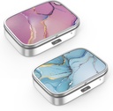 Caixa de pílulas 2 Compartimento Caixa de pílulas pequena, portátil para bolso ou bolsa Organizador de pílulas Titular do recipiente para segurar vitaminas, medicamentos, óleo de peixe e suplementos(2PCS)