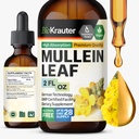 BIO KRAUTER Mullein Leaf Extract for Lungs 2 Fl. Oz - 28 Dias de Abastecimento - Pure Mullein Drops for Lung Cleanse & Detox - Vegan Respiratory Supplements - Não-GMO, Sem Açúcar & Álcool