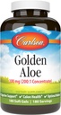 Carlson - Golden Aloe, 100 mg (concentrado de 200:1), Suporte Digestivo & Saúde Colon, Bem-Estar Optimal, 180 Softgels