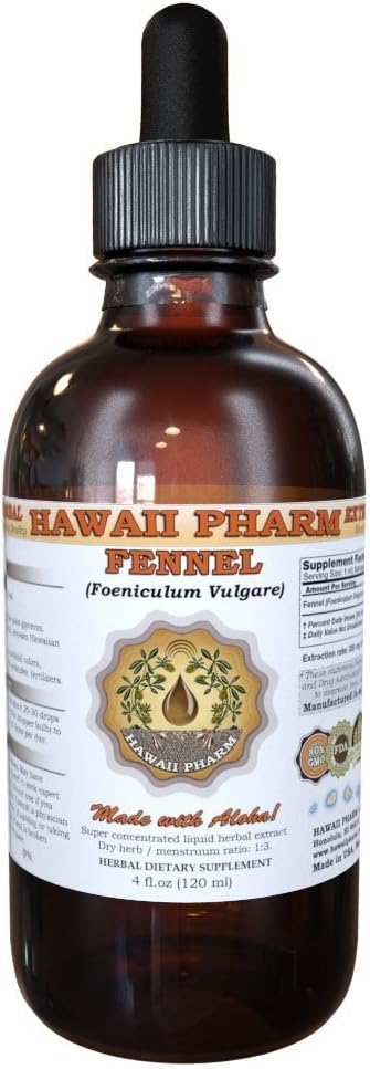Hawaii Pharm Fennel Extract Líquido, Funcho (Foeniculum Vulgare) Sementes de pó Tintura Suplemento 2 onças