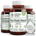 Natural Nutra No Flush Niacin, Suplemento vitamina B3, Ajuda a melhorar a saúde cardiovascular, Ajuda a melhorar a textura da pele, Promove melhor função cerebral, Ajuda a aumentar o nível de energia 525 mg, 100 cápsulas