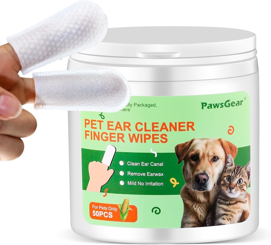 Toalhas de ouvido para cães e gatos - Limpeza suave, Eliminando cheiros desagradáveis, Feito a partir de extratos de plantas, 50 Toalhas