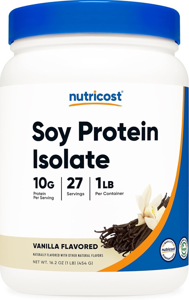 Nutricost proteína de soja isolate pó, 1 LB Vanilla - 10 gramas de proteína por serviço, Vegan, GMO-livre e sem glúten