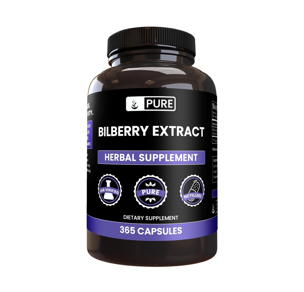 Puro original Ingredientes Bilberry Extract (365 Cápsulas) Sem magnésio ou enchimento de arroz, sempre puro, laboratório verificado