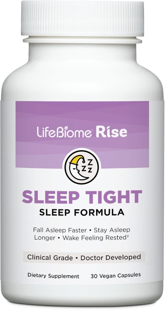 Instruções saudáveis LifeBiome Rise Sleep Attaight with Imediate and Extended-Release Melatonin Plus GABA in Inovative Microbeadlets Helps you Wind Down Fast for Deep, Restful Zzzs