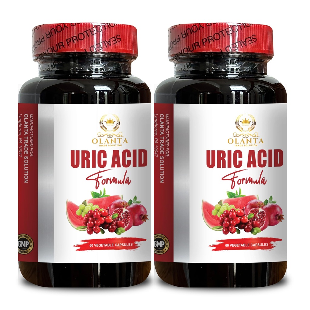 Suporte Ácido URIC - Restaurar o Conforto Conjunto, Mobilidade, Flexibilidade, Inclui Cereja Tart, Chanca Piedra, Extrato de Aipos e Açafrão - 2 Garrafas 120 Cápsulas
