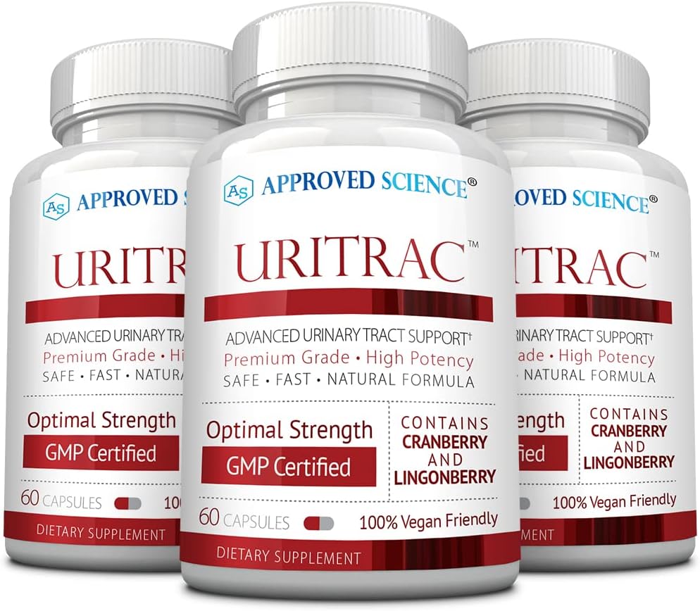 Aprovado Science® UritracTM - Suporte ITU - Cranberry, D-Mannose, Lingonberry - Vegan Friendly - 60 Cápsulas por garrafa - Pacote de 3