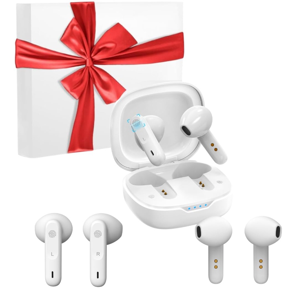 Amplificadores de Aids Auditivos para Idosos Recarregáveis com amplificadores auditivos de cancelamento de ruído para Idosos e Adultos com Caixa de Carregamento Portátil (White) da EZ HEAR