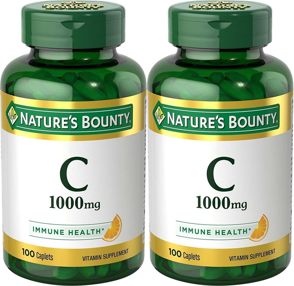 Vitamina C da recompensa da natureza, 1000mg, Suporta Saúde Imune, 100 Caplets (Pacote de 2)