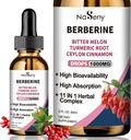 Berberina líquido gotas-berberina HCL gotas com Ceilão Canela, Melão amargo, Açafrão, líquido extrato de ervas suplemento para imune & digestion saudável (60mL)