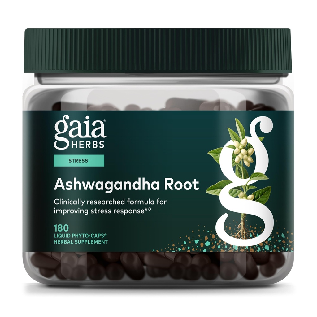 Gaia Herbs Ashwagandha Root - Stress Relief & Sleep Support Supplement - Suportes Níveis de Energia Equilibrada e Outlook Positivo* - 180 Vegan cápsulas de Phyto líquido (fornecimento de 90 dias)
