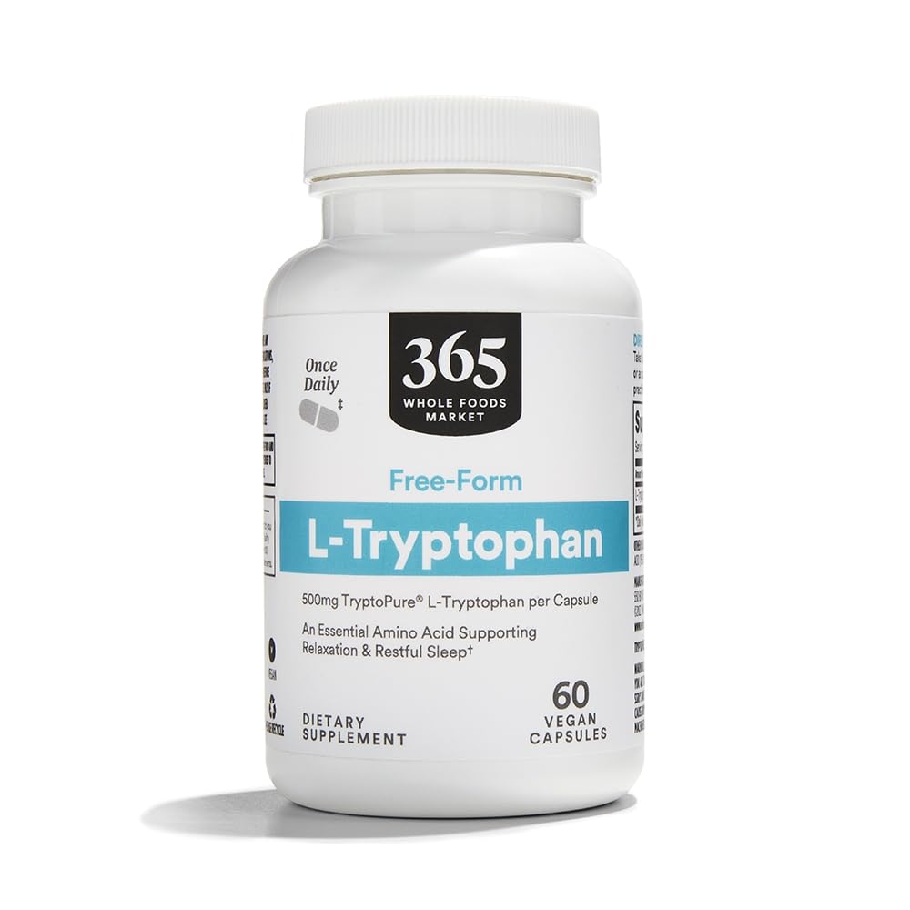 365 por Mercado inteiro de alimentos, Forma L-Tryptophan livre 500mg, Vegan, 60 Cápsulas