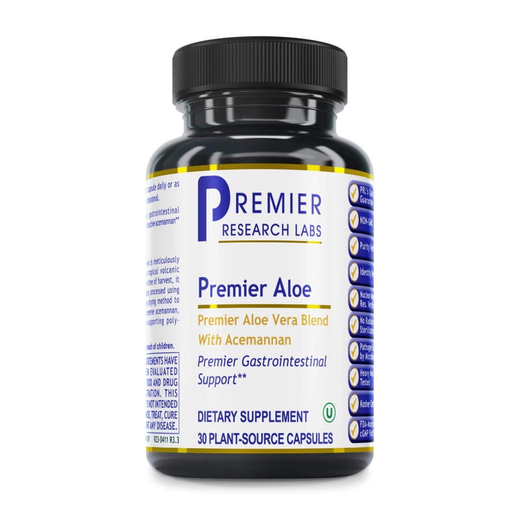 Premier Research Labs Premier Aloe - Aloe Vera Cápsulas, Suplemento Aloe Vera, Acemanan, Aloe Pills para Saúde Digestiva e Suporte Imune, Aloe Gel Extract Caps - 30 Cápsulas Vegetarianas