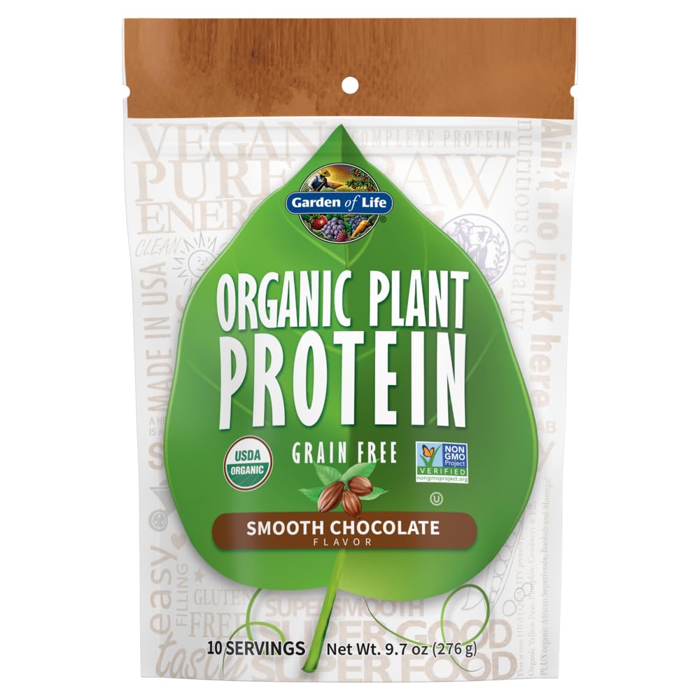 Jardim da vida Orgânico proteína vegetal suave Chocolate em pó, 10 Servings - Vegan, Grain Free & Gluten livre planta baseada Shake com 1 bilhão CFU Probióticos & Enzimas, 15g proteína