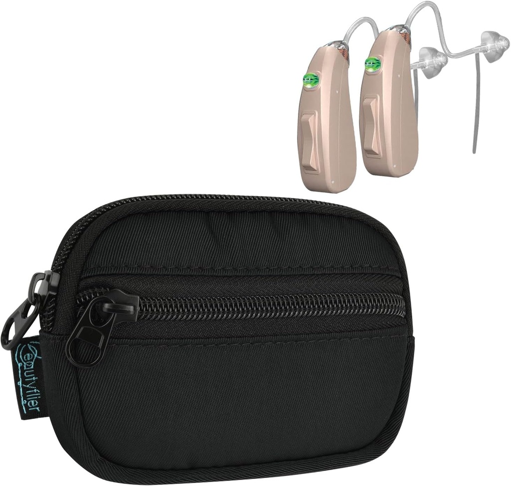 Beautyflier Hearing Aid Pouch, Hearing Aid Case Pocket Size, Hearing Amplifier Carrying Storage Bag, Acessórios de Implante Coclear, Carteira Mini dispositivo auditivo (apenas caso)