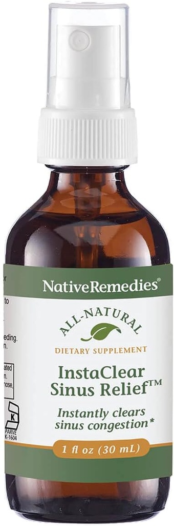Remédios nativos Instaclear Sinus Alívio - Todos Suplemento de ervas naturais para Sinusos claros e saudáveis durante resfriados, alergias ou febre Hay - 29 ml