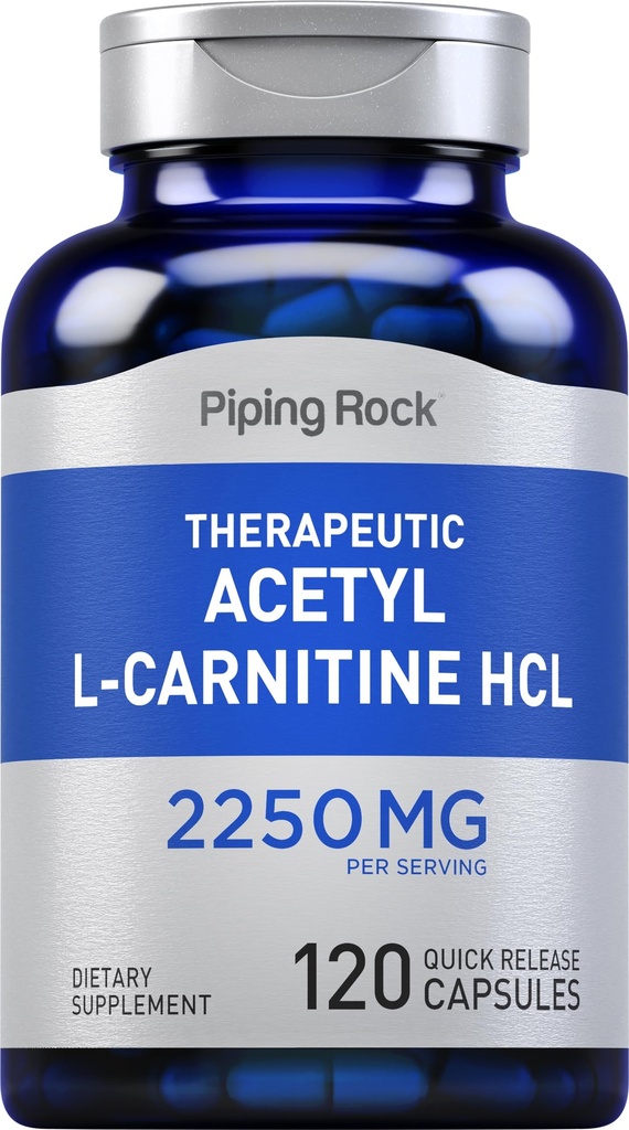 Piping Rock Acetil L-Carnitina HCL 2250mg .. 120 Cápsulas .